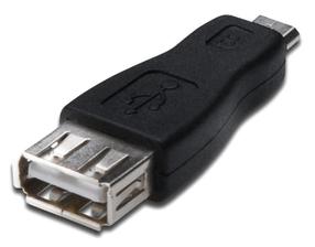 Adapteris Akyga AK-AD-08 USB 2.0 A female, Micro USB 2.0 B male, melna krās.