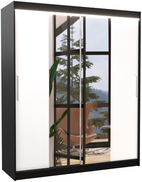 Spinta ADRK Dallas LED, balta sp./juoda sp., 58 cm x 180 cm x 200 cm, su veidrodžiu
