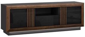 TV staliukas Forte Savona, ruda sp./juoda sp., 42.3 cm x 162.7 cm x 56.2 cm
