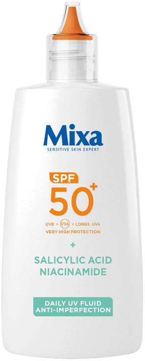 Priemonė įdegio priežiūrai veidui Mixa Anti-Imperfection Salicylic Acid + Niacinamide SPF50+, 40 ml
