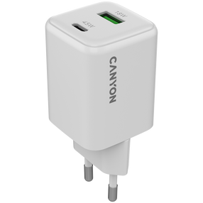 Telefona lādētājs Canyon CU45AC, USB Type C/USB Type A, 4.8 cm, balta krās., 45 W