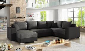 Kampinė sofa Marco Sawana 05, Soft 11, juoda sp./tamsiai pilka sp., kairinė, 210 x 312 cm x 92 cm