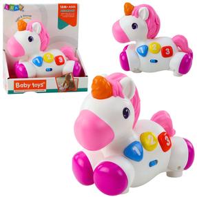 Interaktiivne mänguasi, ükssarvik Lean Toys Baby, 12.5 cm, valge v./roosa v.
