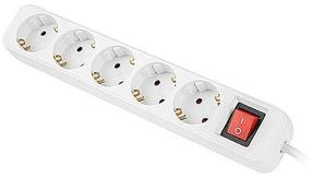 Buitinis ilgintuvas Lanberg Shuko, 3 x 1 mm², 3 m, IP20, 5 lizdų, su jungikliu, balta sp.