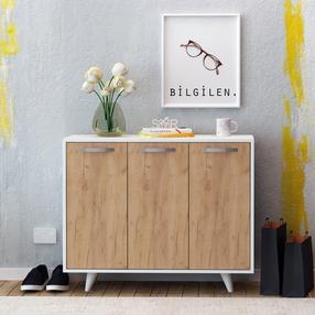 Spintelė Kalune Design Multi Purpose Piffa, ąžuolo sp./balta sp., 35 cm x 100 cm x 82 cm