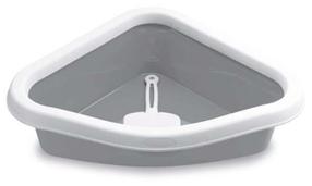 Кошачий туалет с рамкой Stefanplast Sprint Corner, белый цв./серый цв., oткрытый, 56 см x 40 см x 14 см