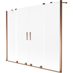 Dušo sienelė Mexen Velar Duo, 190 cm x 150 cm, rausvojo aukso sp./skaidri sp./matinis