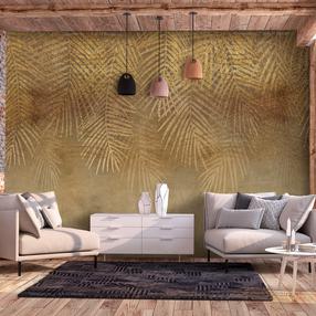 Fototapetas Artgeist Abstract Nature In Beige - Composition With Golden Exotic Leaves, 210 cm x 294 cm