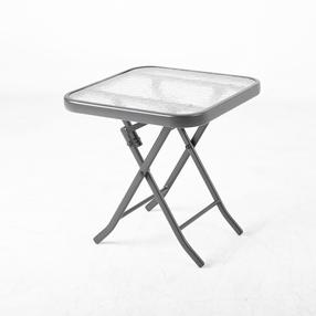 Lauko stalas Home4you Dublin, skaidrus/juodas, 46 cm x 46 cm x 46 cm