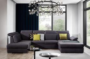 Kampinė sofa Evanell Monolith 97, tamsiai pilka sp., dešininė, 216 x 330 cm x 102 cm