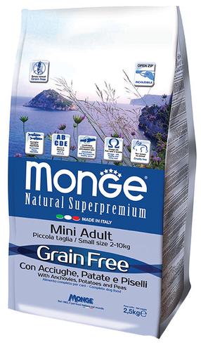 Сухой корм для собак Monge Bwild GF Mini, рыба/картофель, 2.5 кг
