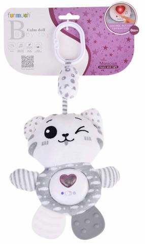 Интерактивная игрушка, кошка Funmuch Calm Doll, 27 см, белый цв./серый цв.