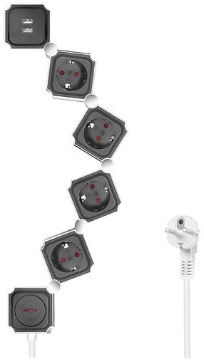 Pikendusjuhe Logilink Power Strip, 1.5 mm², 1.5 m, IP20, 4 pesa, lülitiga, valge v.