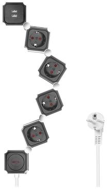 Pikendusjuhe Logilink Power Strip, 1.5 mm², 1.5 m, IP20, 4 pesa, lülitiga, valge v.