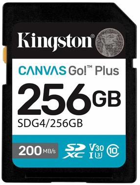 Atmiņas karte Kingston Canvas Go! SDG4/256GB, 256 GB, 200 Mb/s