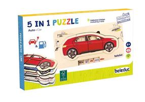 Medinė dėlionė Beleduc 5in1 Car, įvairių spalvų, 33 vnt.