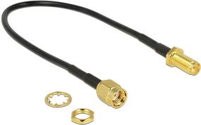 Tinklo kabelis Delock Antenna Cable RP-SMA, RP-SMA, 0.2 m, juoda sp.