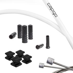 Edastuskaabel, komplekt Capgo Shimano/Sram Road & MTB, plastik/roostevaba teras, valge v.