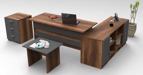 Biuro baldų komplektas Kalune Design VO13 BA, antracito sp./ruda sp., 61.8 cm x 46.3 cm x 139.8 cm