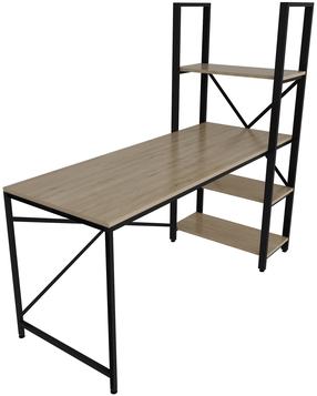 Rašomasis stalas su lentyna Kalune Design Centile, 160 cm x 60 cm, 148 cm, ąžuolo sp./juoda sp.