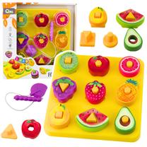 Dėlionė Lean Toys Geometric Food Pairing, įvairių spalvų