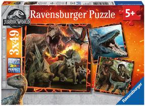 Puzle 3in1 Ravensburger Jurassic World 2 080540, 18 cm x 18 cm, 147 gab., daudzkrāsaina