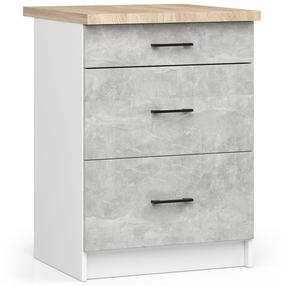 Apatinė virtuvinė spintelė Akord Oliwia S60, balta/pilka, 60 cm x 60 cm x 85 cm