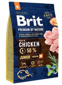 Sausas šunų maistas Brit Premium By Nature Junior Medium, vištiena, 3 kg