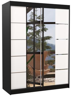 Riidekapp ADRK Nordic 150, valge v./must v., 58 cm x 150 cm x 200 cm, peegliga