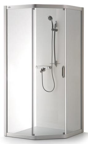 Dušikabiin Brasta Glass Vaiva, viisnurkne, aluseta, 88.5 cm x 88.5 cm x 200 cm, hall v./läbipaistev