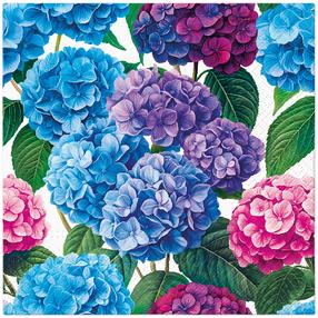 Popierinės servetėlės PAW Hydrangea Bloom, 33 cm x 33 cm, įvairių spalvų, 20 vnt.