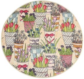 Vonios grindų kilimėlis Foutastic Flowerpot 359CHL1673, įvairių spalvų, 100 cm x 100 cm, Ø 100 cm