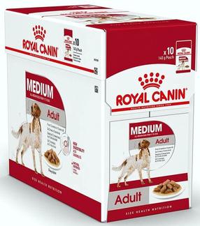 Märg koeratoit Royal Canin Medium Adult Chunks in Gravy, 0.14 kg x 10 tk.