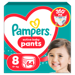 Sauskelnės-kelnaitės Pampers Active Baby Pants, 8 dydis, 17 kg, 64 vnt.