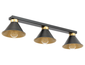 Lampa griesti Detmer, E27, 3 x 15 W, zelta krās./melna krās. / melna krās.