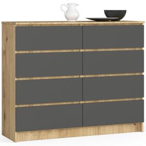 Komoda Akord K120, ąžuolo sp./pilka sp., 99 cm x 40 cm x 120 cm