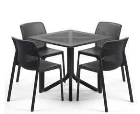 Lauko baldų komplektas Bit/Clip, antracito sp., 4 vietų