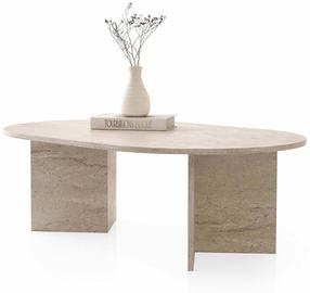 Kavos staliukas Kalune Design Oscar, travertine sp., 128 cm x 80 cm x 42 cm