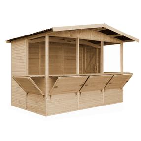 Medinis prekybinis kioskas Timbela M150B, 263 cm x 336 cm x 232 cm, rusva sp.