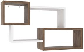 Sieninė lentyna Kalune Design Ayder 854KLN1708, balta sp./riešuto sp., 51 cm x 20 cm x 90 cm