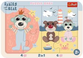 Dėlionė 2in1 Trefl Babies And The Bear, 22.9 cm x 33 cm, 10 vnt., įvairių spalvų
