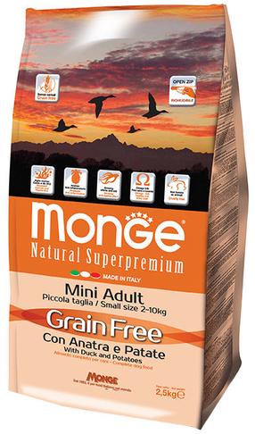 Kuiv koeratoit Monge Bwild GF Mini, pardiliha/kartul, 2.5 kg