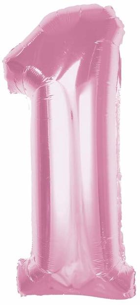 Folijas balons cipars GoDan Smart Nr. 1, gaiši rozā krās.