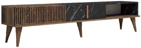 TV staliukas Kalune Design Milan, juoda sp./riešuto sp., 180 cm x 35 cm x 40 cm