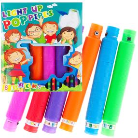Sensorinių vamzdelių rinkinys Light Up Pop Pipes, 19 cm, įvairių spalvų, 6 vnt.