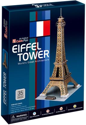 3D-pusle Cubicfun Eiffel Tower C044H, 23 cm x 20.5 cm, 35 tk, mitmevärviline