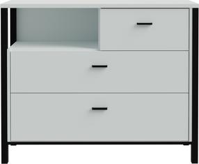 Komoda Forte High Rock HRKK211-M759, balta sp./juoda sp., 85.1 cm x 40.2 cm x 104.8 cm