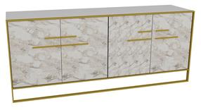 Kumode Kalune Design Polka 875ZNA3512, zelta krās./balta krās., 75 cm x 47.3 cm x 179.9 cm