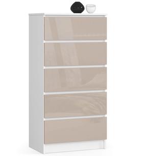 Atvilktņu bloks Akord K60 5SZ, balts krās./bēša krās., 121 cm x 60 cm x 40 cm