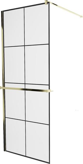Dušas siena Mexen Kioto+ Walk-In, 90 cm x 200 cm, zelta krās./melna krās./rūdītais